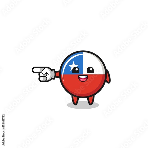 chile flag cartoon with pointing left gesture
