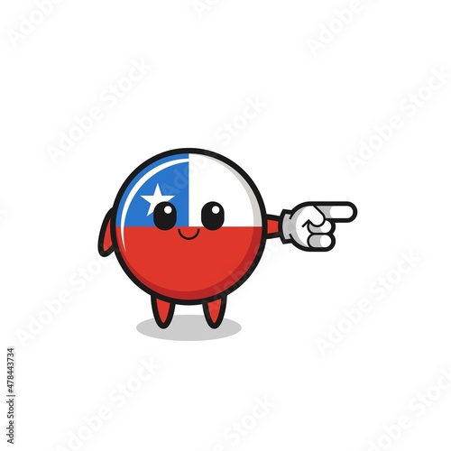 chile flag mascot with pointing right gesture