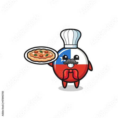 chile flag character as Italian chef mascot