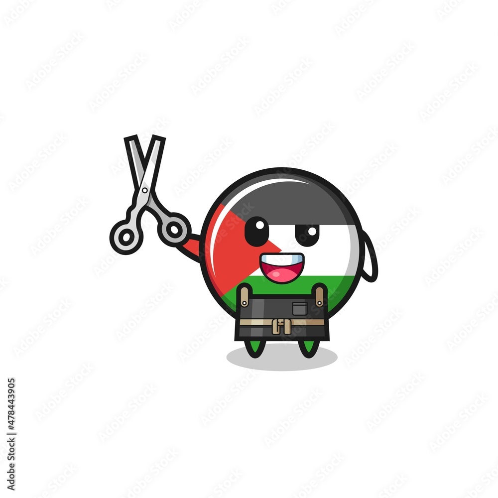Fototapeta premium palestine flag character as barbershop mascot