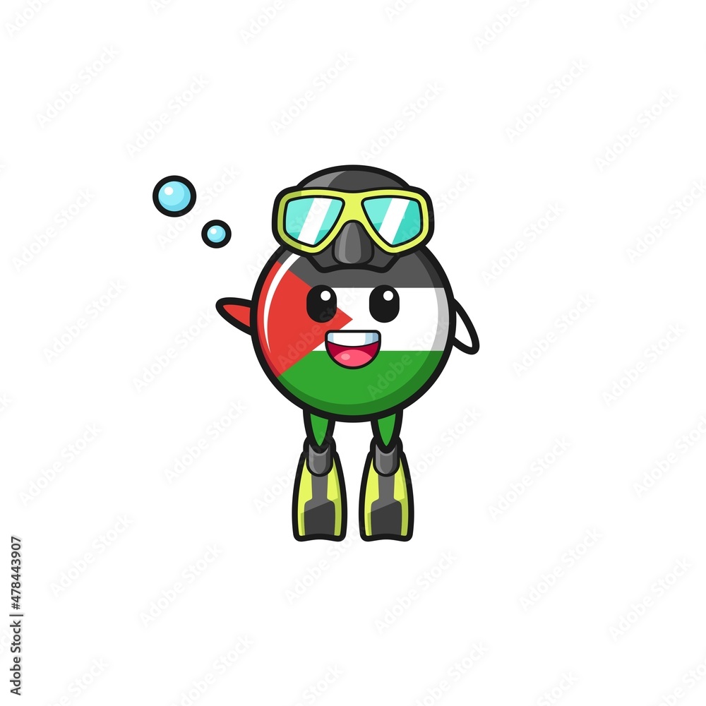 the palestine flag diver cartoon character