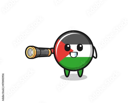 palestine flag mascot holding flashlight