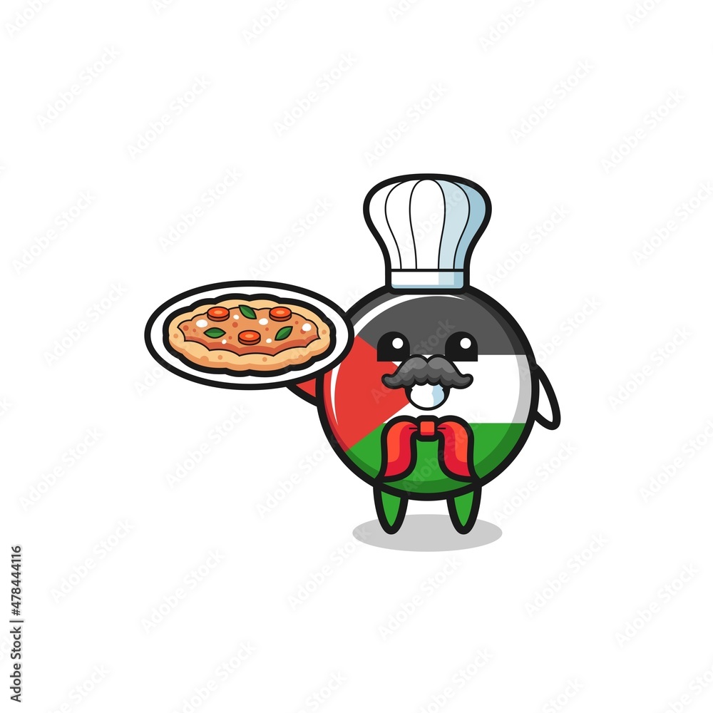 palestine flag character as Italian chef mascot palestine flag character as Italian chef mascot