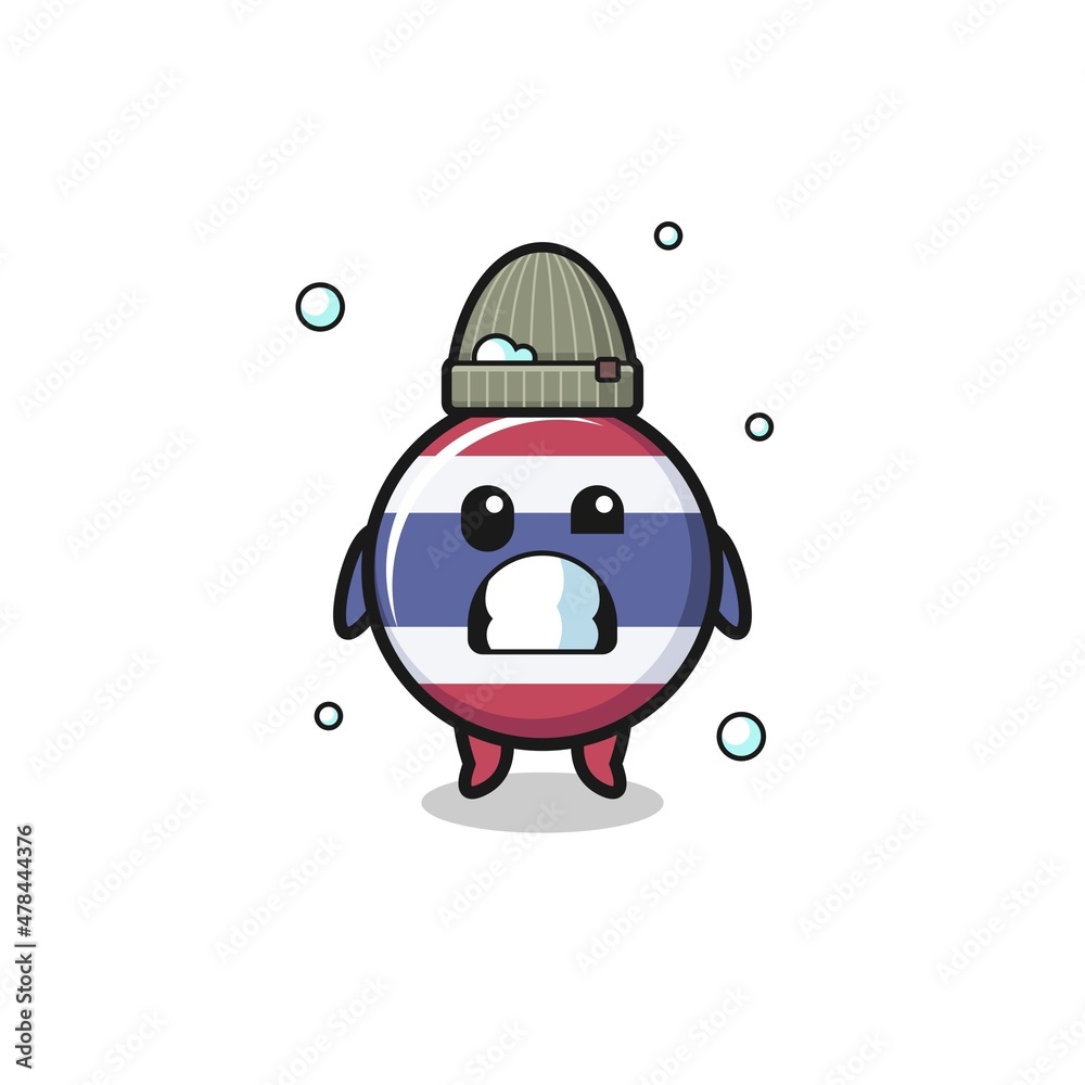 Fototapeta premium cute cartoon thailand flag with shivering expression