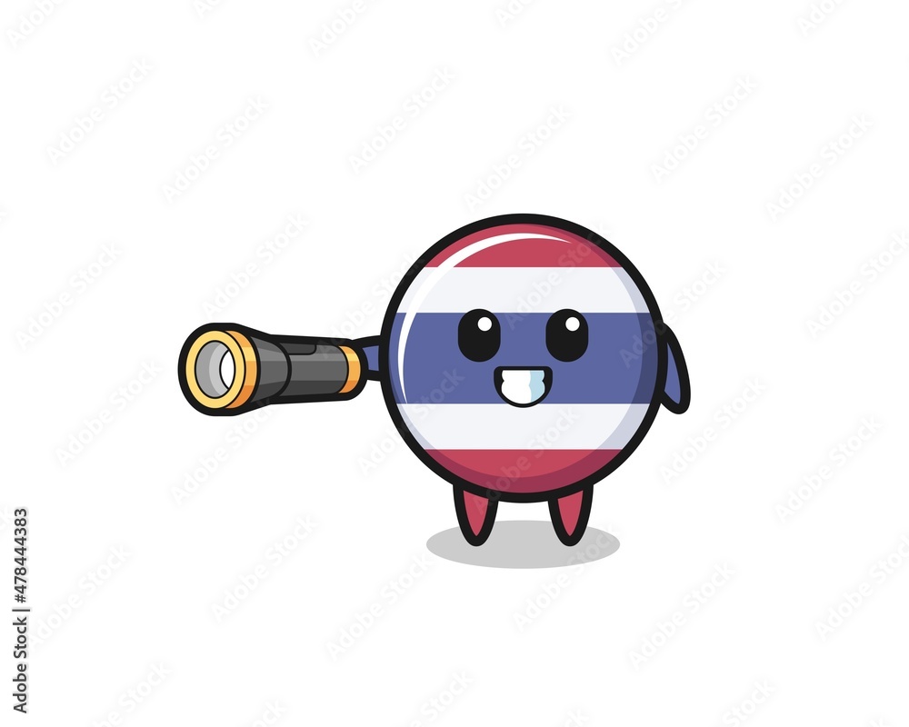 Fototapeta premium thailand flag mascot holding flashlight