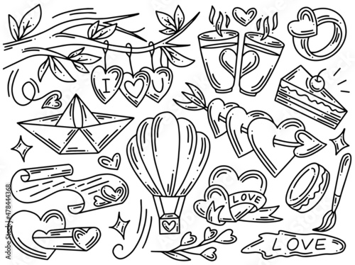 Valentine Day Line Art Doodle