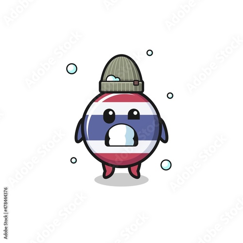 cute cartoon thailand flag with shivering expression