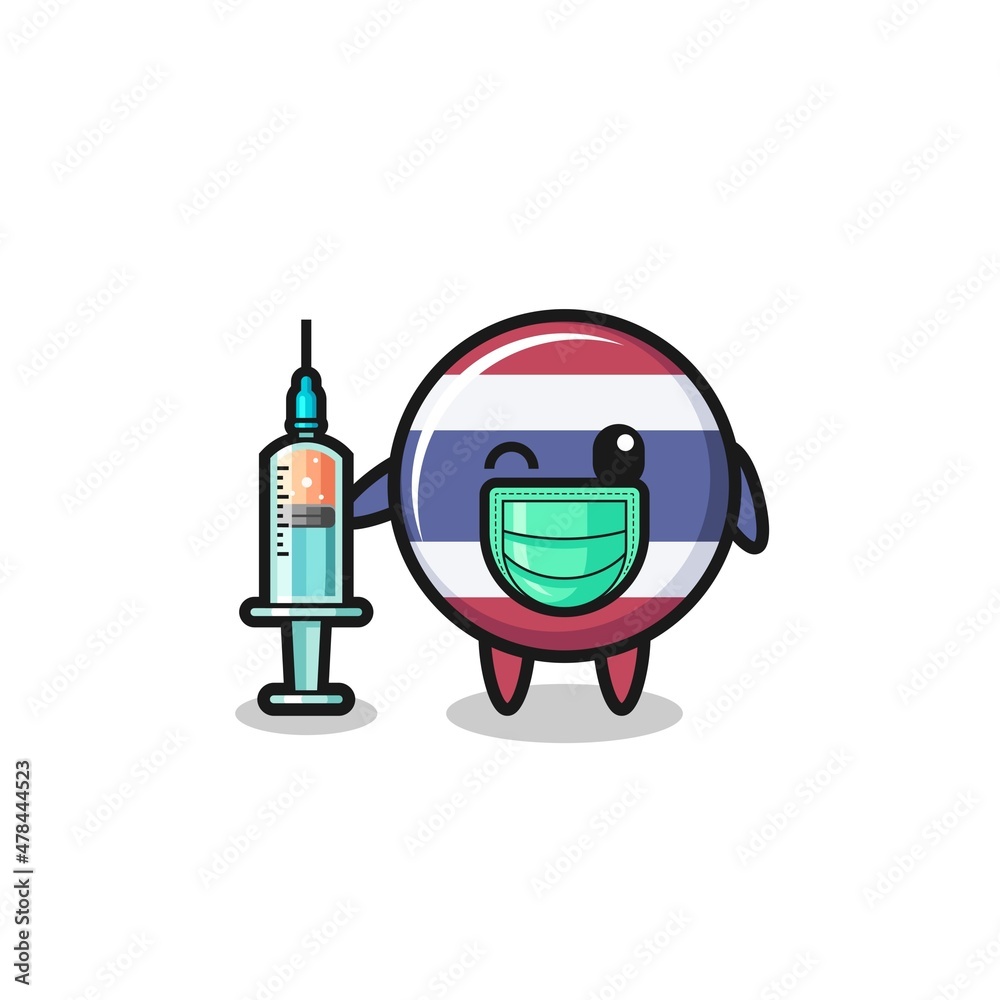 thailand flag mascot as vaccinator thailand flag mascot as vaccinator
