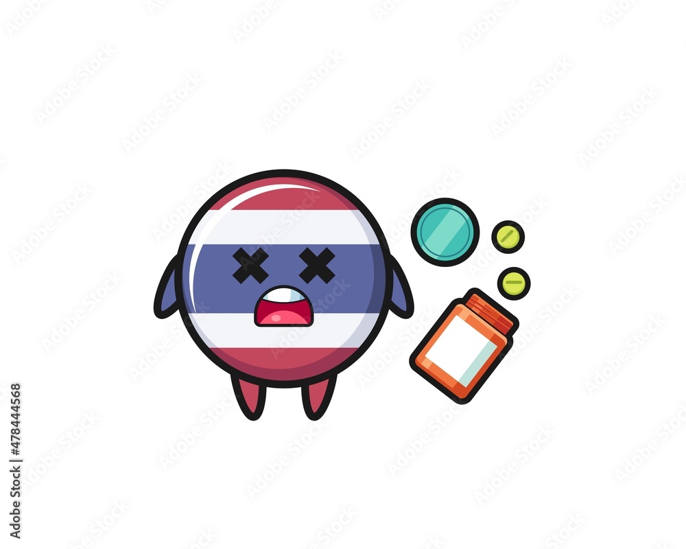 illustration of overdose thailand flag character
