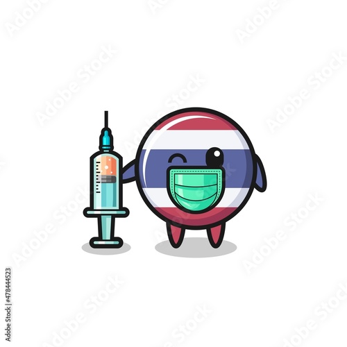 thailand flag mascot as vaccinator