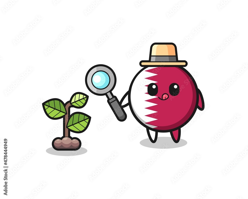 Fototapeta premium cute qatar flag herbalist researching a plants