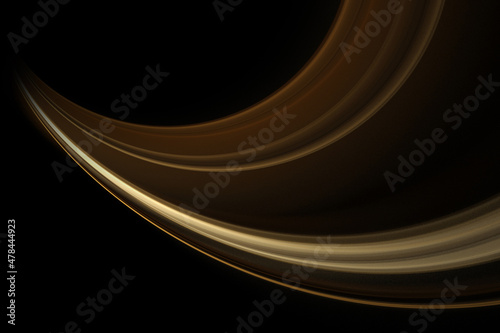 Abstract fractal golden brown wave on black background for design