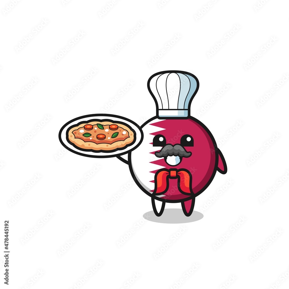 qatar flag character as Italian chef mascot qatar flag character as Italian chef mascot