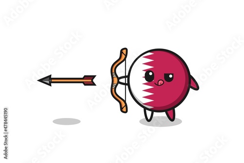 illustration of qatar flag character doing archery
