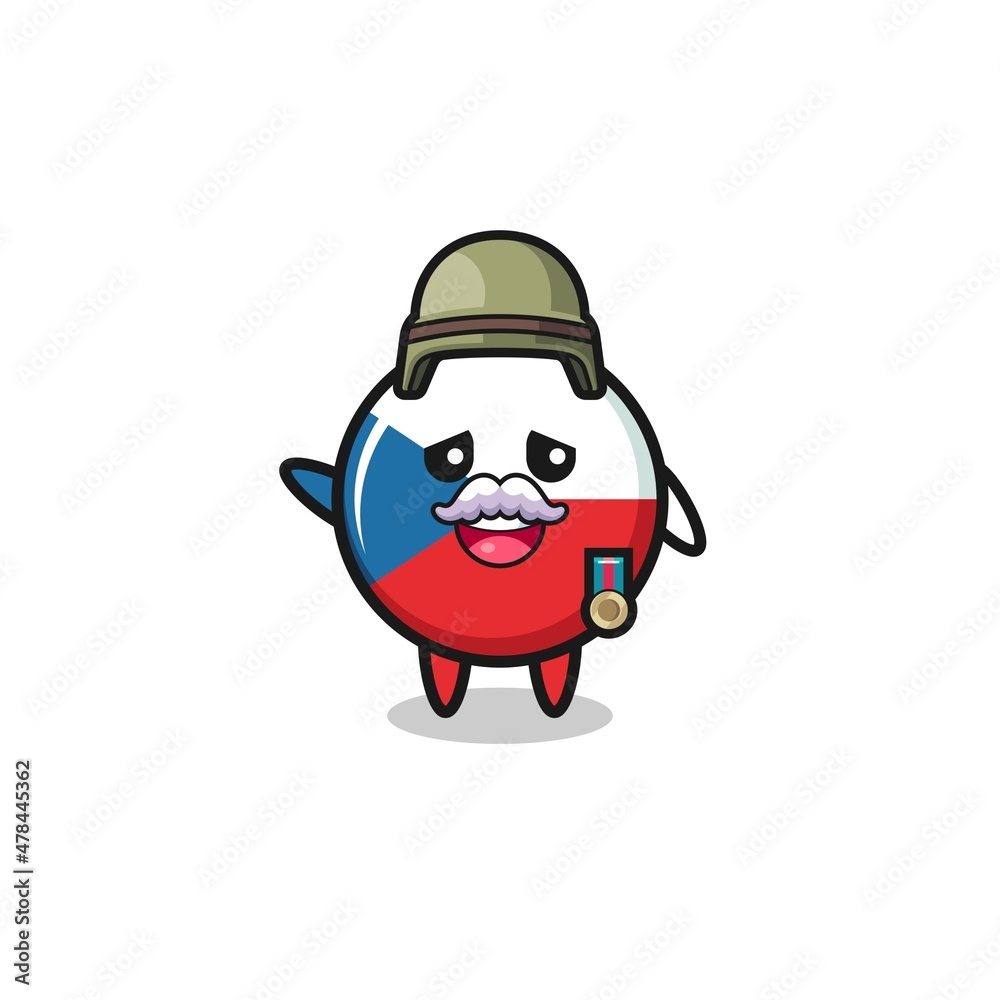 Obraz premium cute czech flag as veteran cartoon