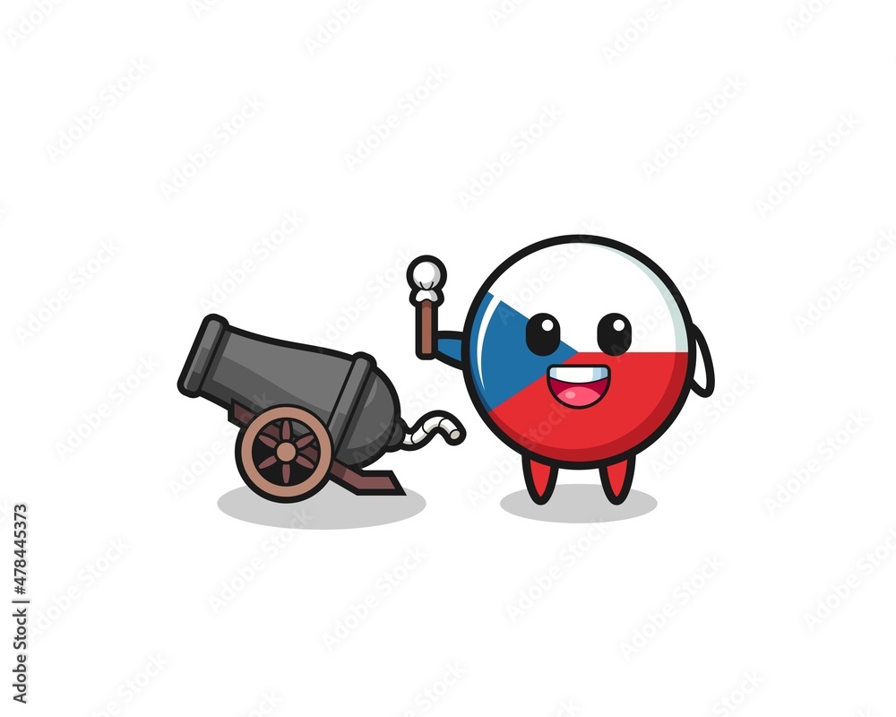 Fototapeta premium cute czech flag shoot using cannon