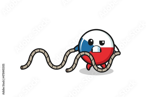 illustration of czech flag doing battle rope workout