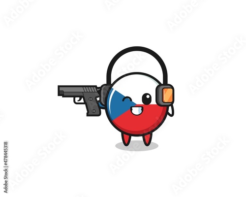 illustration of czech flag cartoon doing shooting range