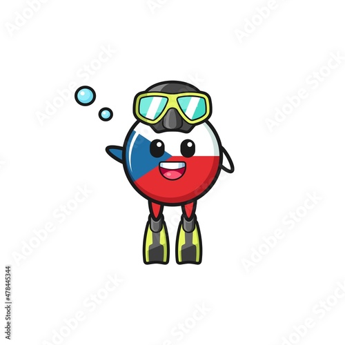 the czech flag diver cartoon character © heriyusuf