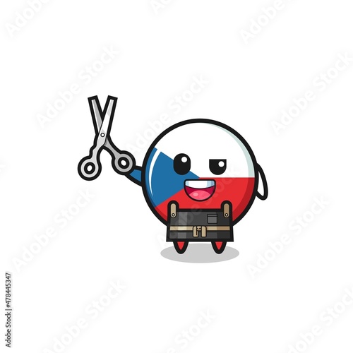 czech flag character as barbershop mascot
