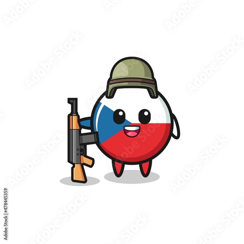cute czech flag mascot as a soldier