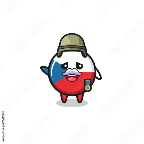 cute czech flag as veteran cartoon