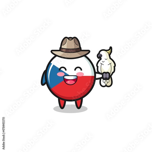 czech flag zookeeper mascot with a parrot