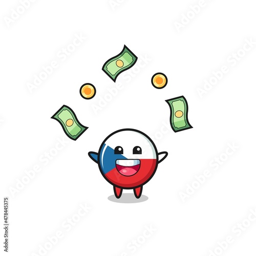illustration of the czech flag catching money falling from the sky