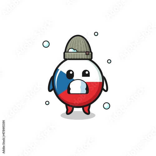 cute cartoon czech flag with shivering expression