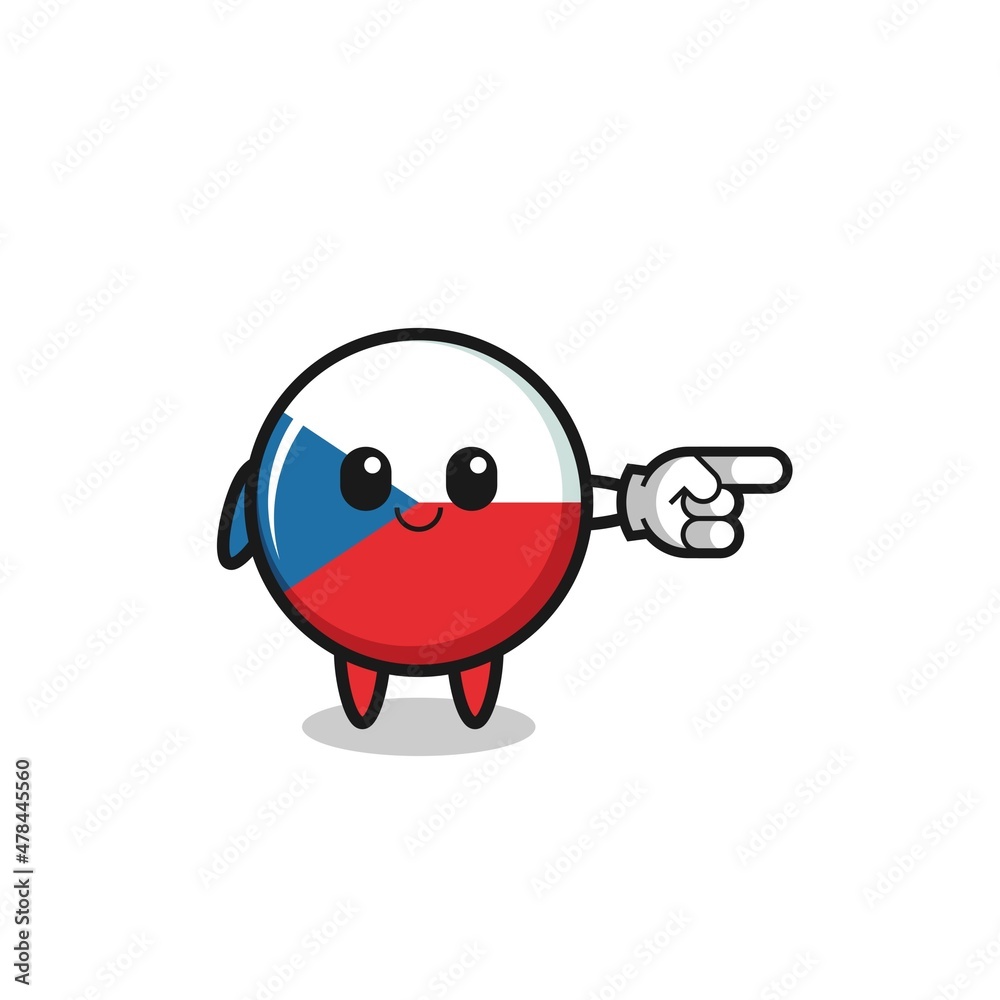 czech flag mascot with pointing right gesture