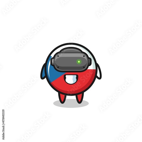 cute czech flag using VR headset