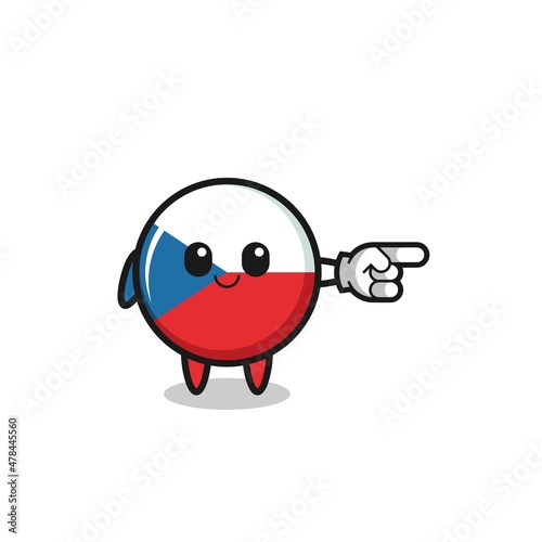 czech flag mascot with pointing right gesture
