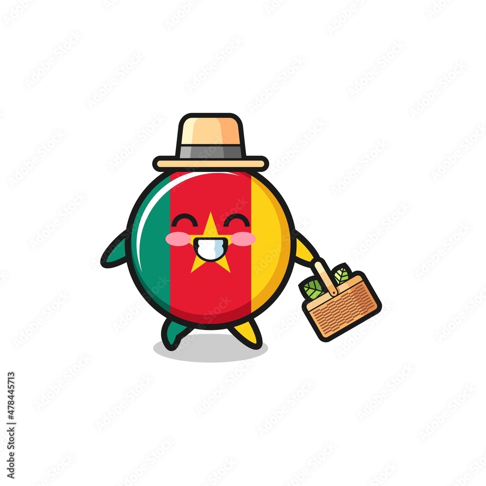Fototapeta premium cameroon flag herbalist character searching a herbal
