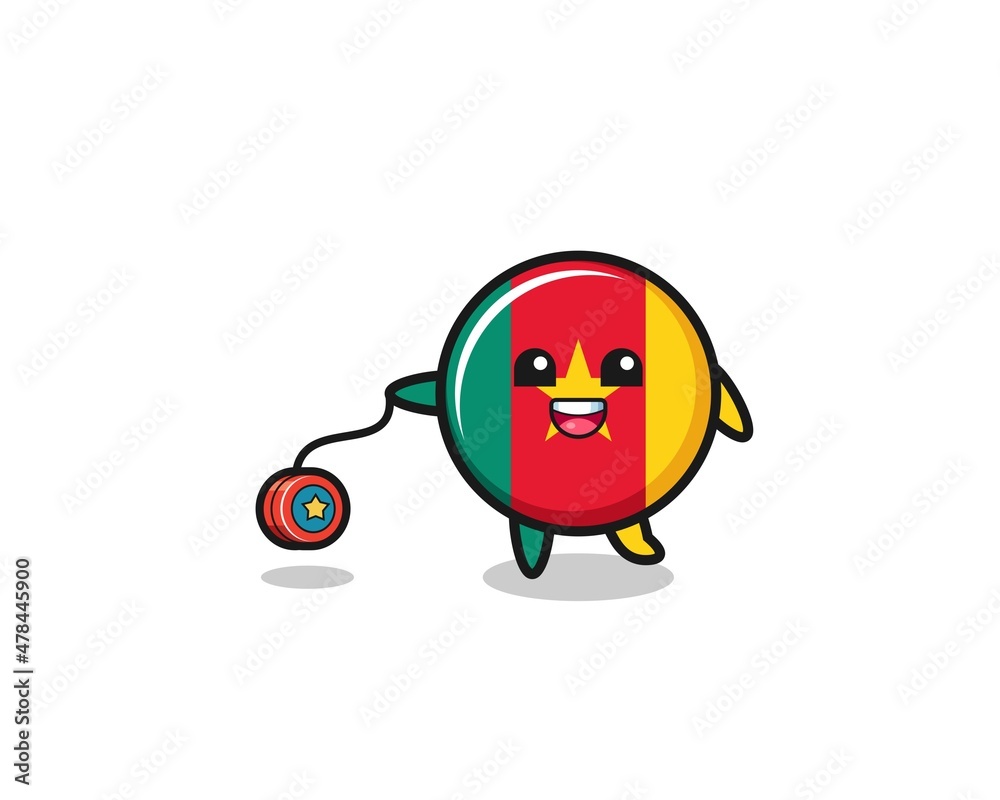 cartoon of cute cameroon flag playing a yoyo cartoon of cute cameroon flag playing a yoyo
