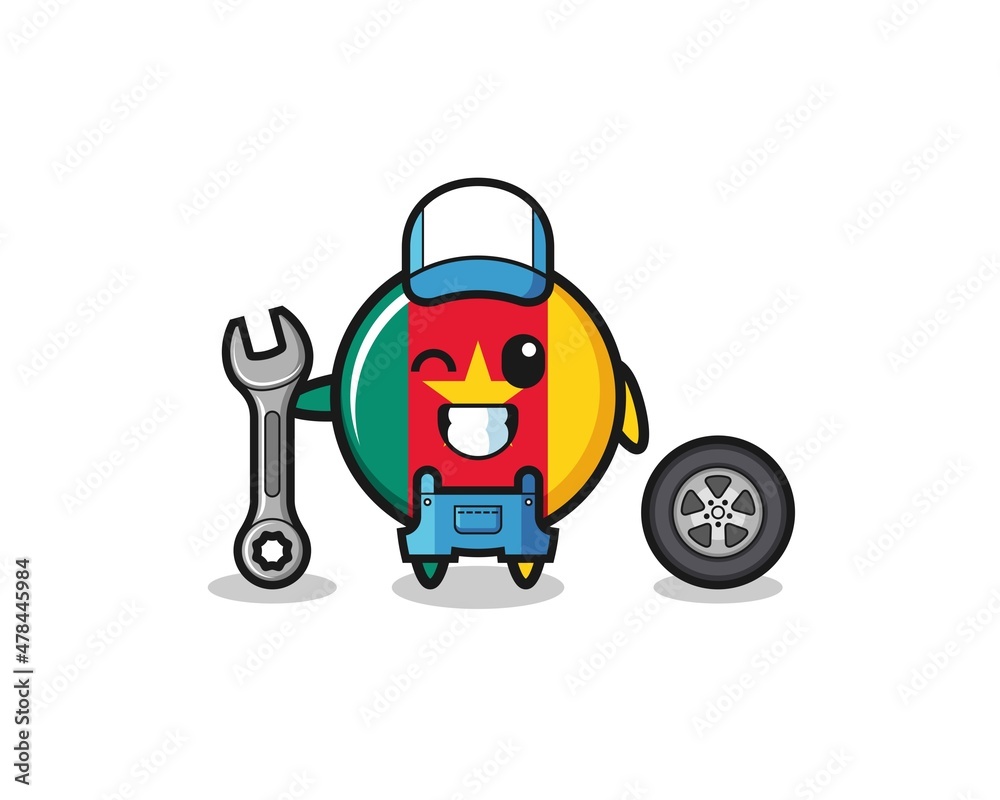the cameroon flag character as a mechanic mascot