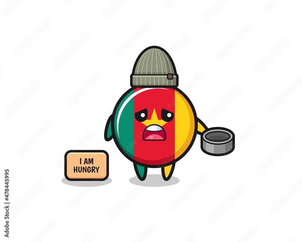 Fototapeta premium cute cameroon flag beggar cartoon character