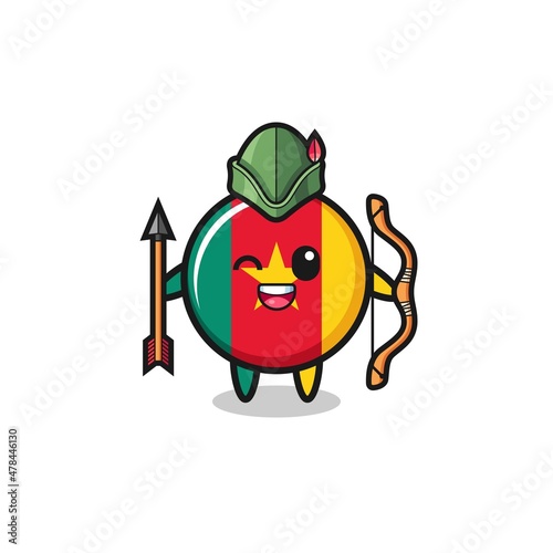cameroon flag cartoon as medieval archer mascot © heriyusuf