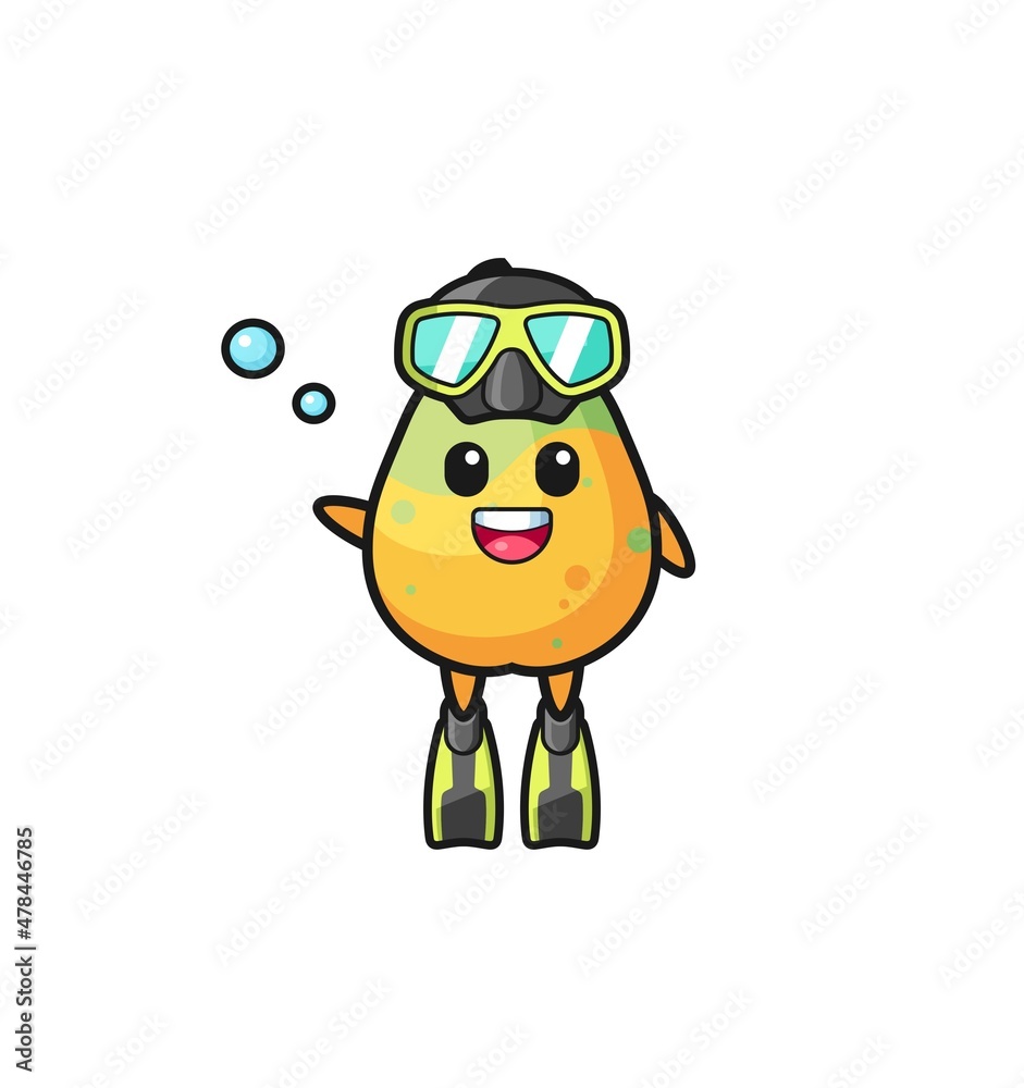 Fototapeta premium the papaya diver cartoon character