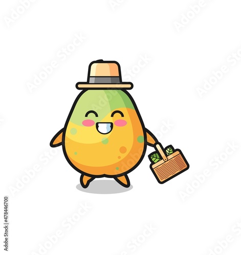 papaya herbalist character searching a herbal