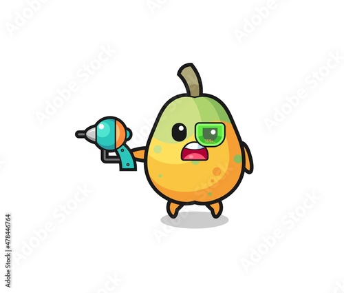 cute papaya holding a future gun