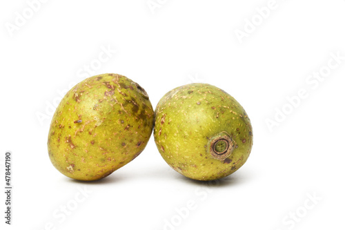 Hog plum fruits isolated on white background.  Wild mango  Spondias pinnata 