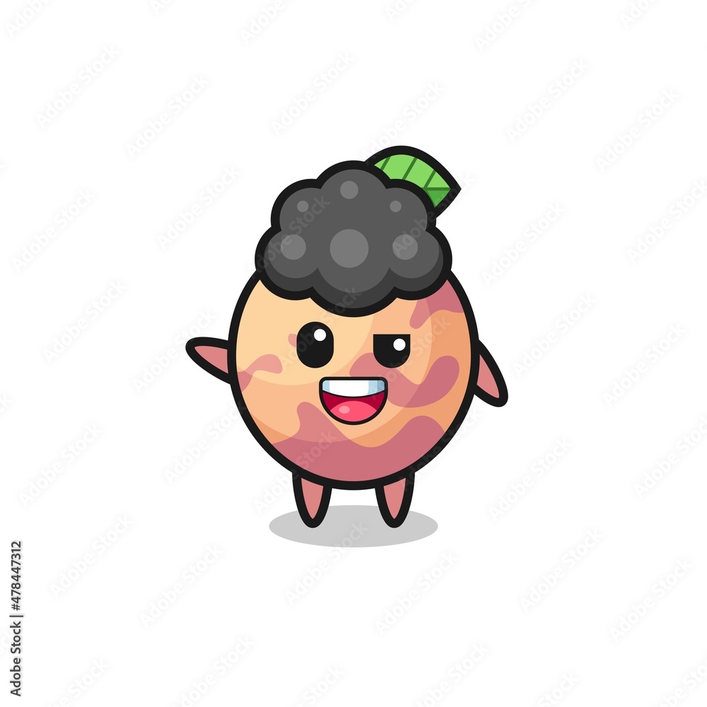 pluot fruit character as the afro boy