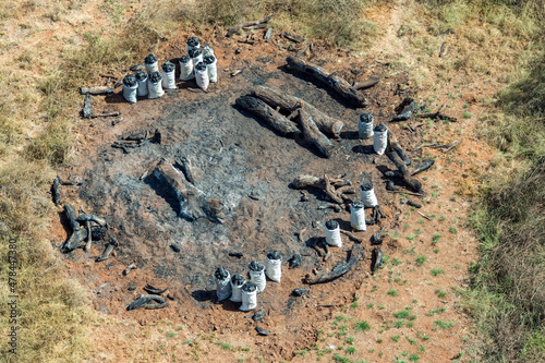 Charcoal Production Nairobi South Towards Amboseli Park Kenya photo