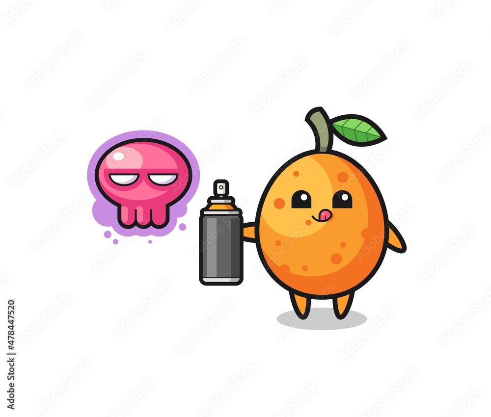 Fototapeta premium kumquat cartoon make a graffiti with a spray paint