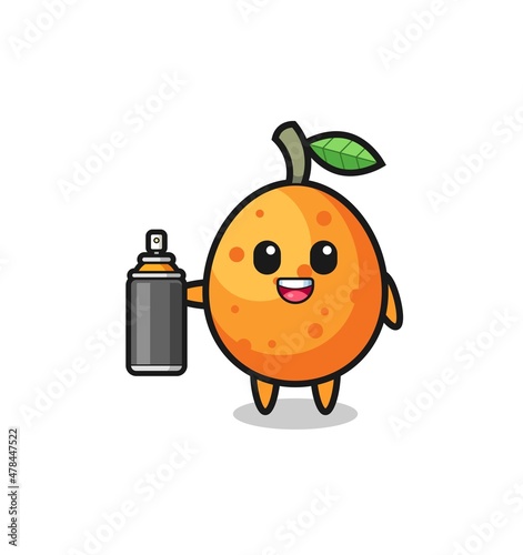 the cute kumquat as a graffiti bomber