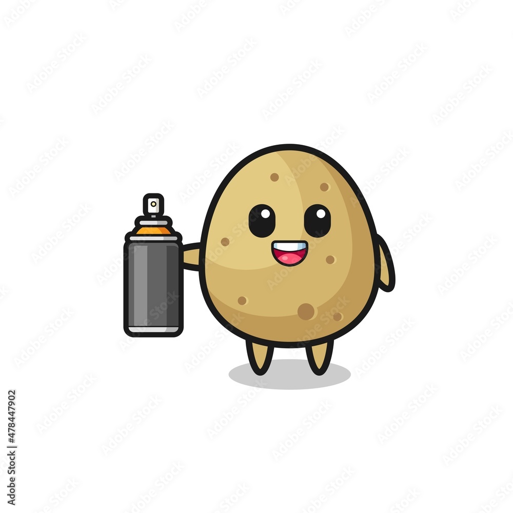 the cute potato as a graffiti bomber