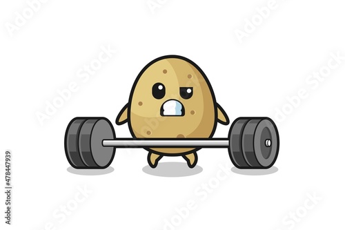 cartoon of potato lifting a barbell