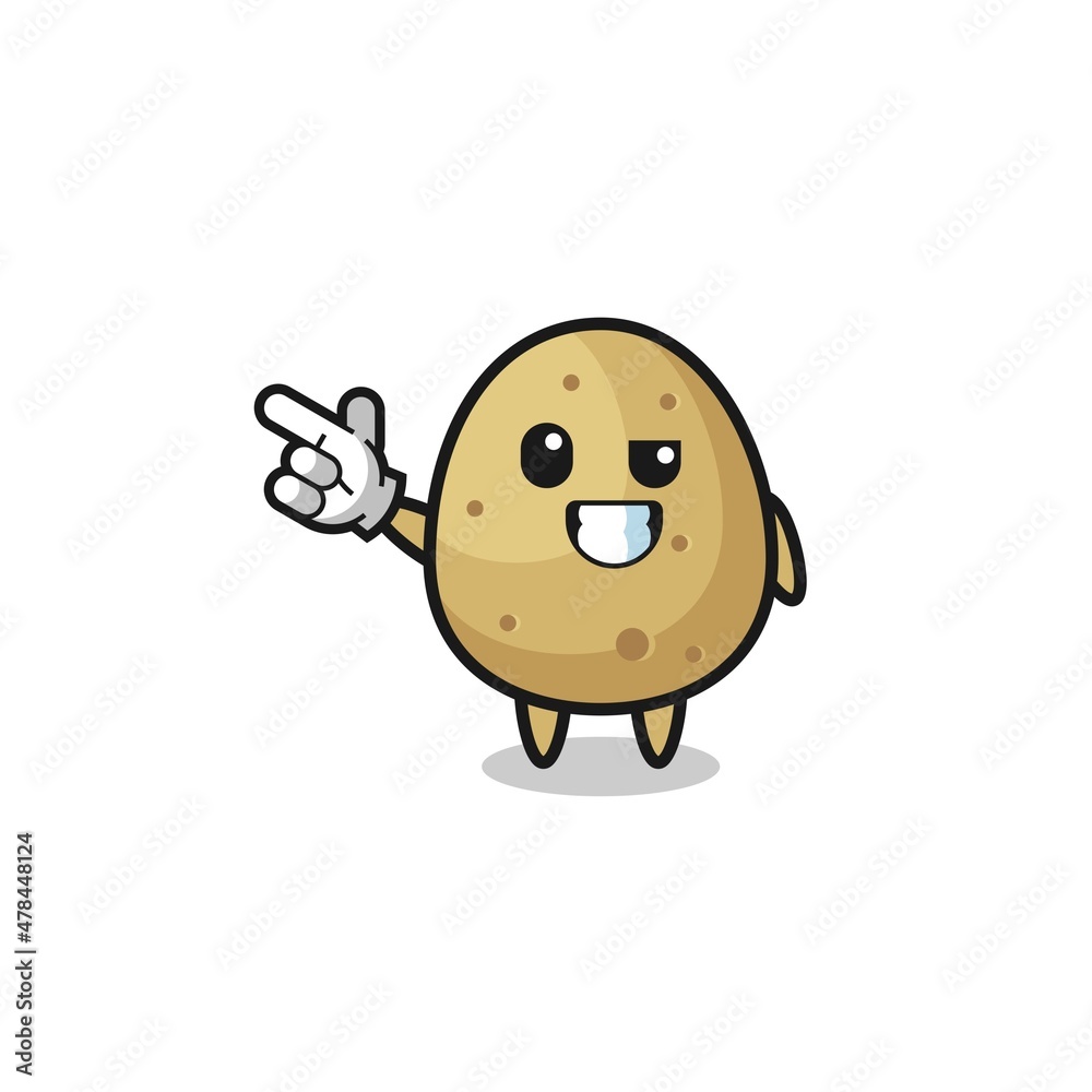 Obraz premium potato mascot pointing top left