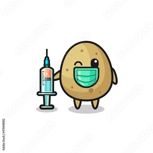 potato mascot as vaccinator