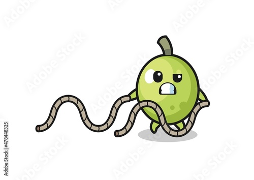 illustration of olive doing battle rope workout